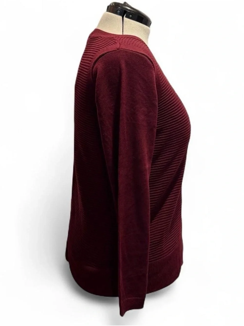 Hilary Radley Burgundy Layered-Look Crewneck Sweater